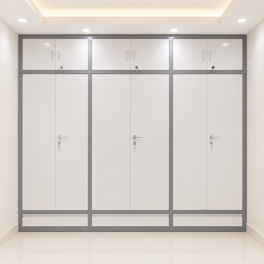 Aluminium Wall Fixing Almirah Modular Storage Cabinet Custom Size Bedroom Use